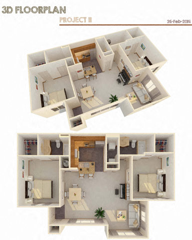Floor plan for 2 beds, 2 baths, 1108 sqft